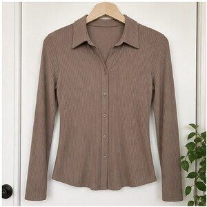 Taupe Tie Neck Blouse